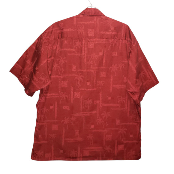 Vtg Pierre Cardin XL Hawaiian Shirt Y2K Palm Jacquard, Burgundy Gold Resortwear - Picture 2 of 7